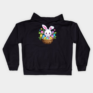 Pixel Easter Bunny and Basket Kids Hoodie